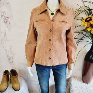 Vintage Anonymous blush suede shirt jacket